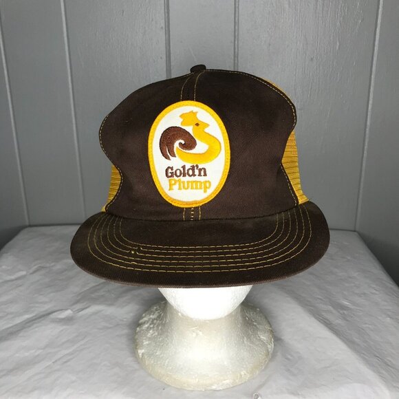 Vintage Gold’n Plump Chicken K product Snapback Mesh Trucker Hat - Picture 1 of 6
